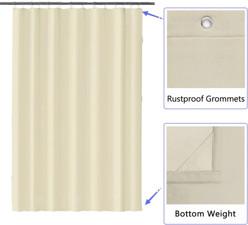 LLSCL Beige Yellow Fabric Shower Curtain Liner with Magnets, Waterproof Hotel Quality, 72 x 72 Machine Washable - Image 2